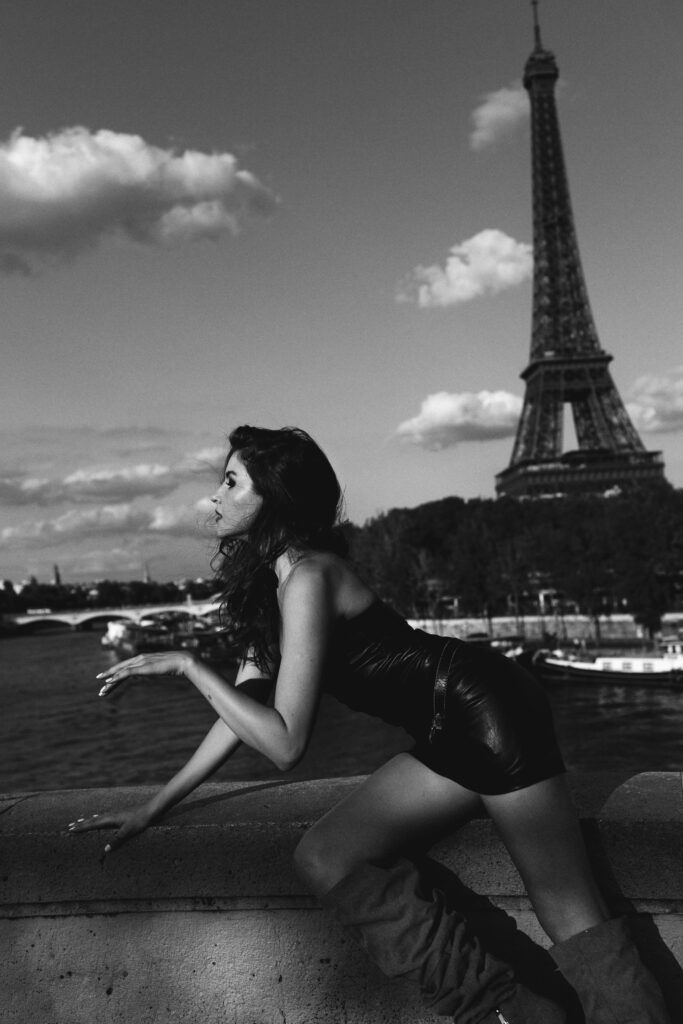 Haute Paris: Captivating Elegance with a Muse Amidst the Eiffel